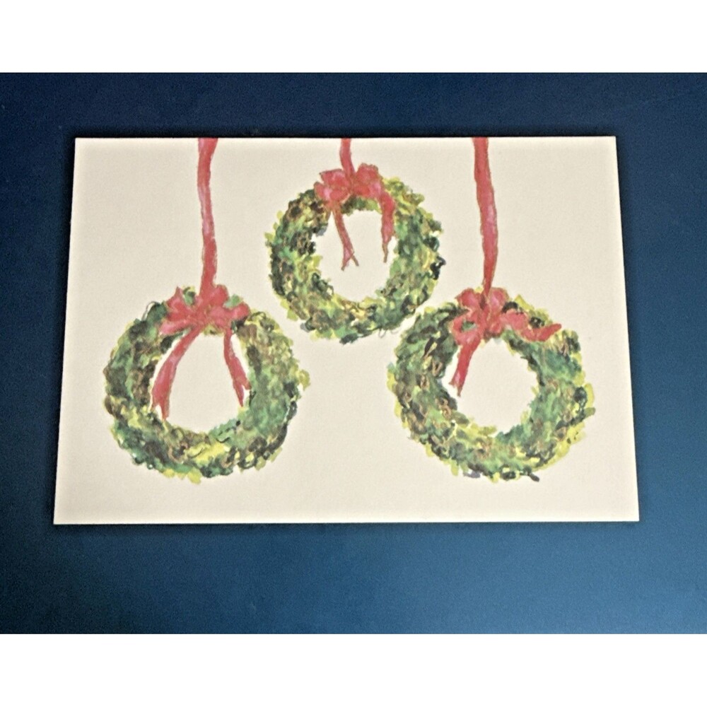 Oddballs Vintage Watercolor Greeted Christmas Card Box Of 10 - Wreath Trio